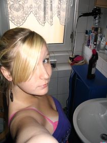 Sweet blondie shows tan